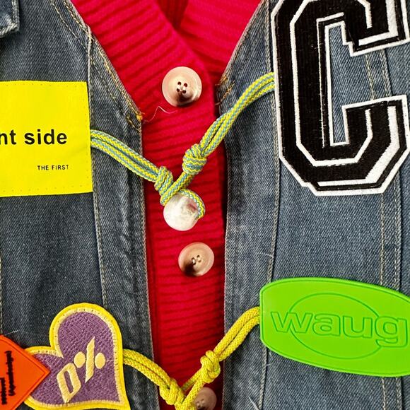 Denim Stitching Cardigan Sweater Loose
Knitted For Women halloween - Picture 12 of 14